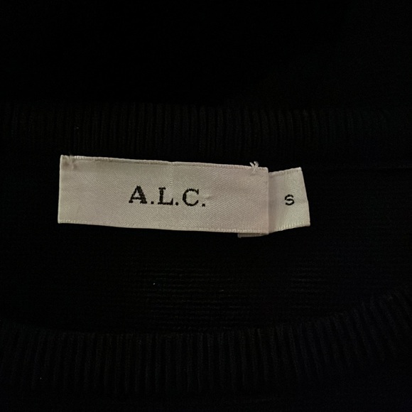 A.L.C. BLACK OPEN BACK SHORT SLEEVE PEPLUM SWEATER - Picture 5 of 6